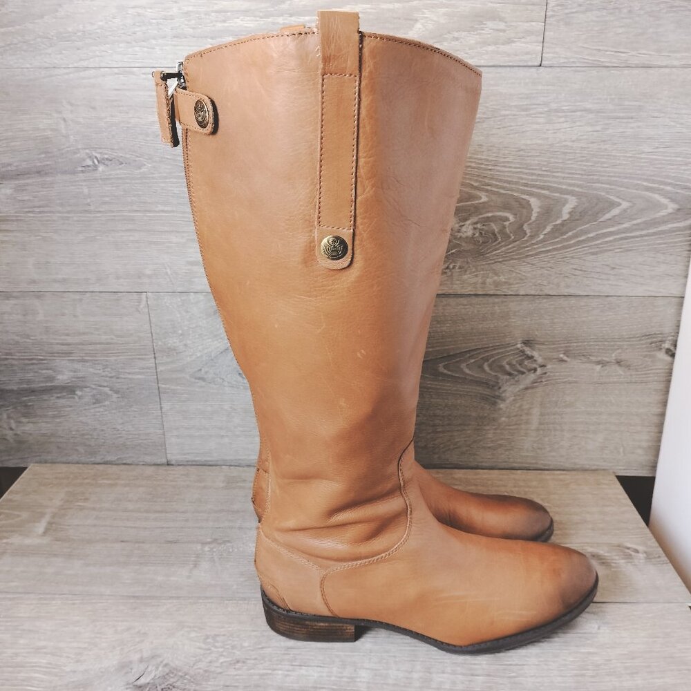 Sam Edelman Penny 2 Leather Knee High Riding Boots Womens 9.5 Brown Wide Calf - Picture 6 of 14